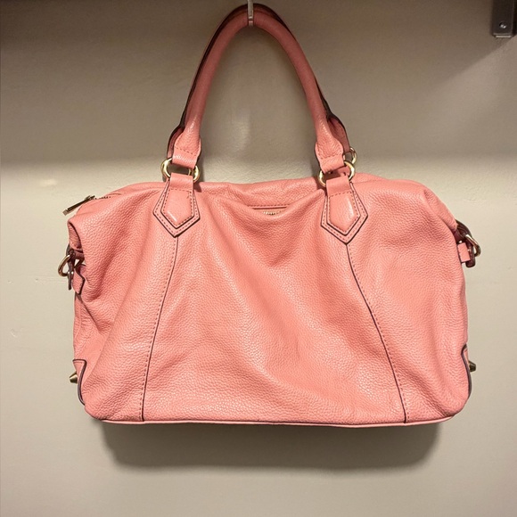 Ora Delphine Lola Dusty Pink Pebbled Leather Satchel Purse Bag - Picture 11 of 13